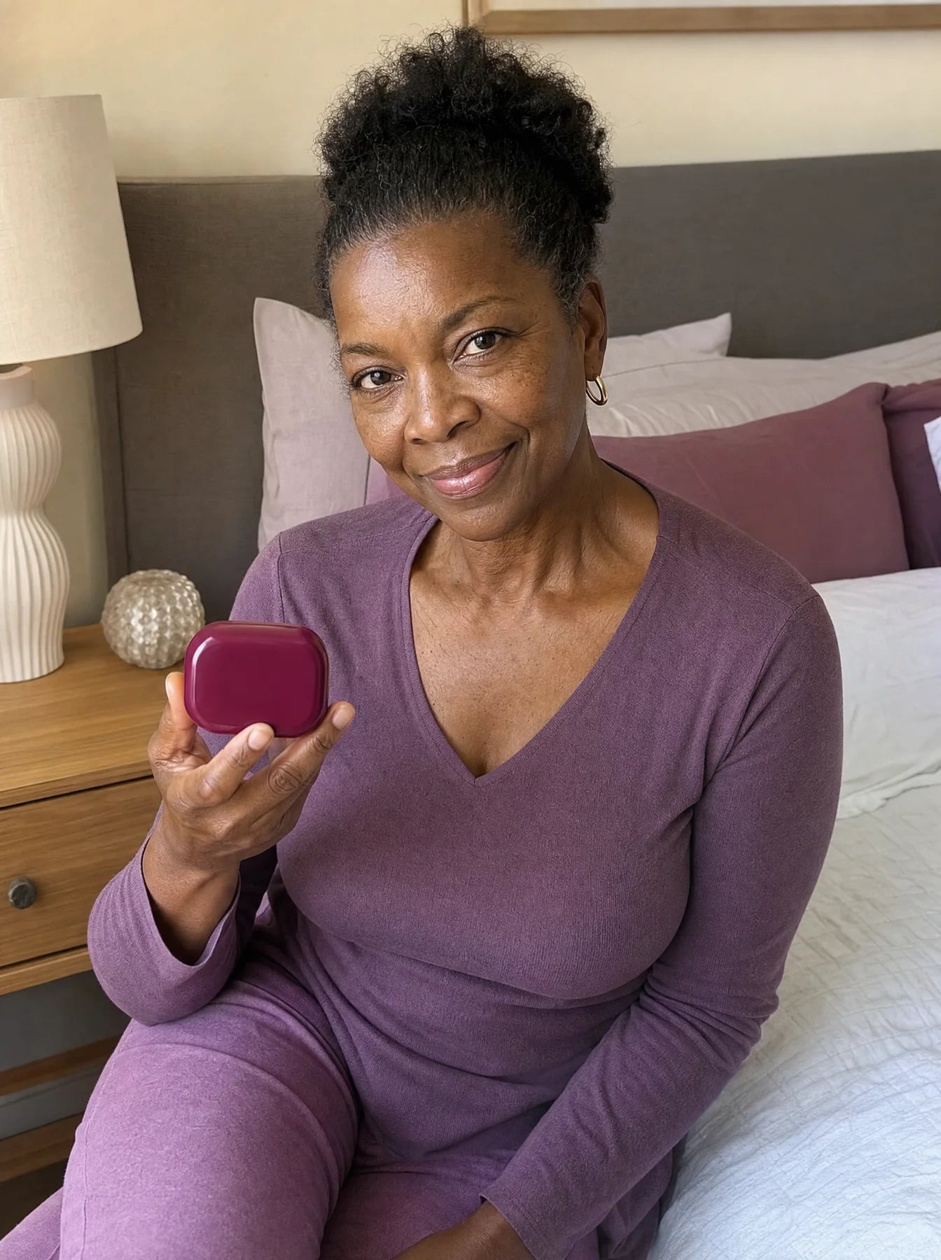 Mature woman waking in soft morning light
